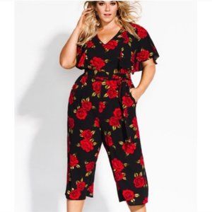 NWT City Chic Floral Jumpsuit in Rose Liason - 18